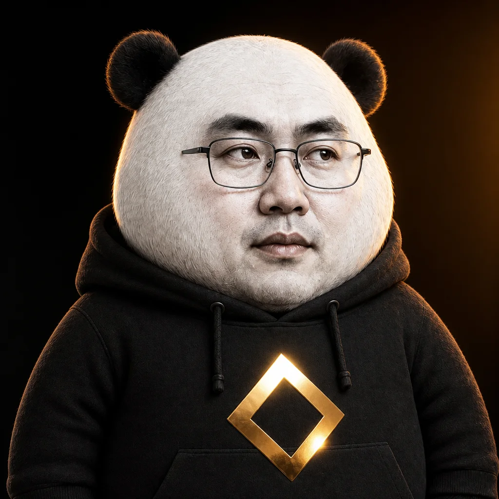 Close-up of CZ-panda hoodie with a simple gold diamond