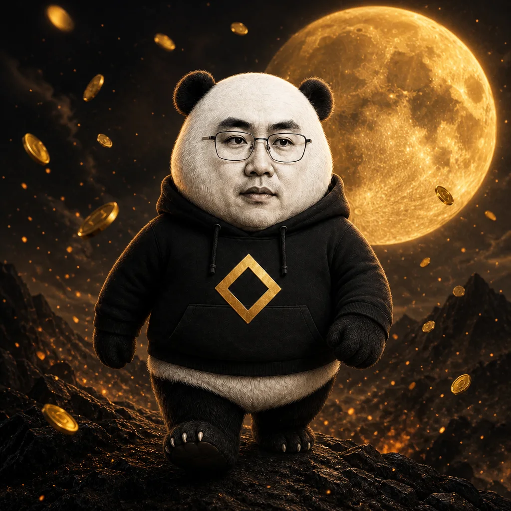 CZ-panda walking a ridge under an ember-filled sky